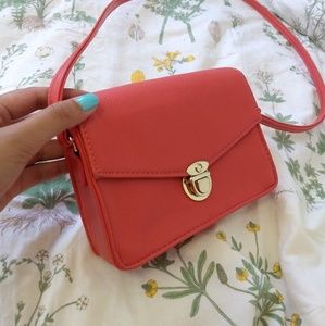 Coral and Gold Crossbody Bag